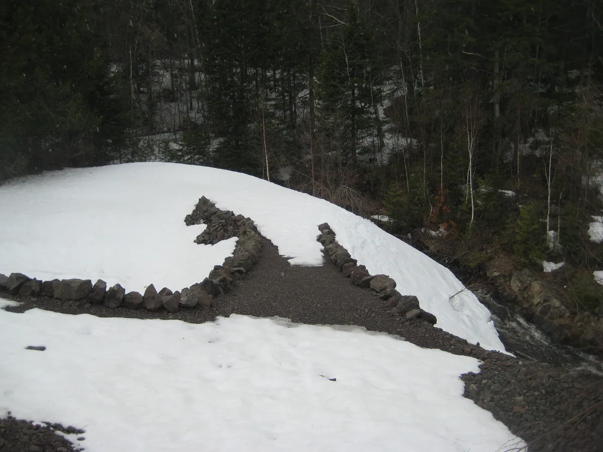 Snow covered paths on the poor rock