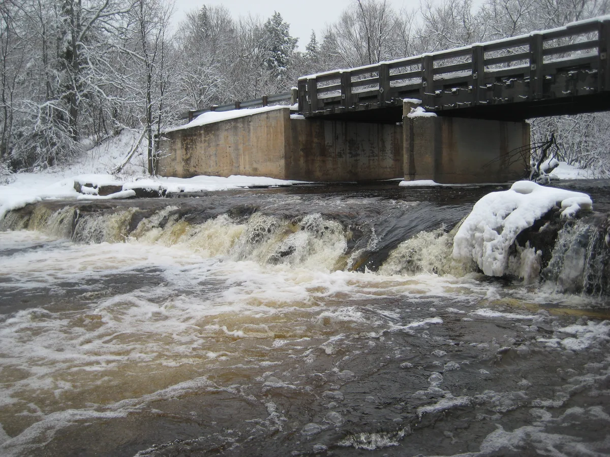 Heavy spring flow over the upper drops