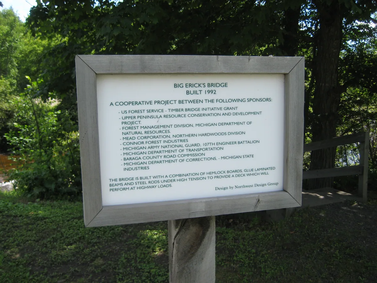 Sign explaining Big Ericks Bridge