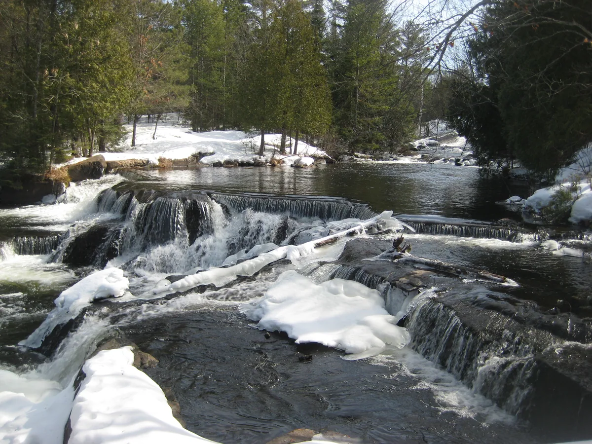 Icy stairs on the river