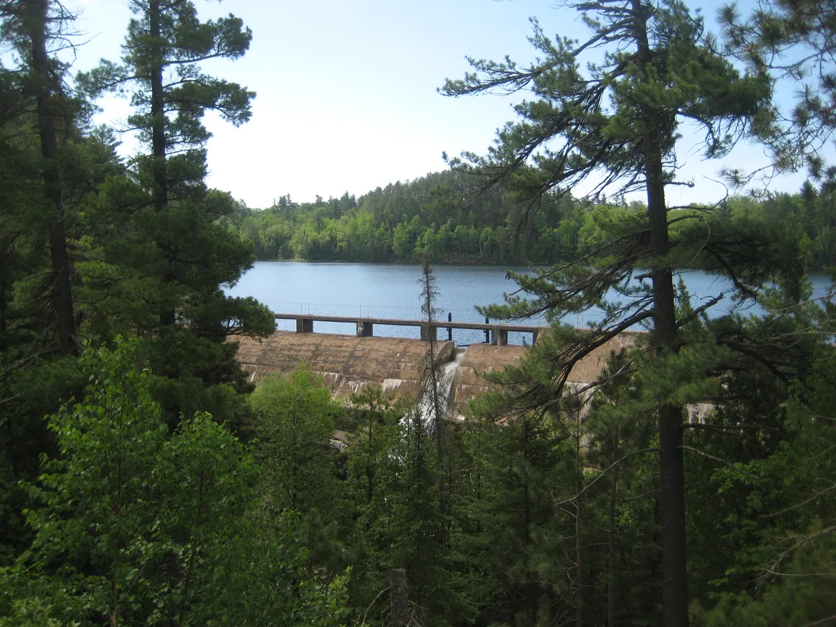 Looking back down on the dam