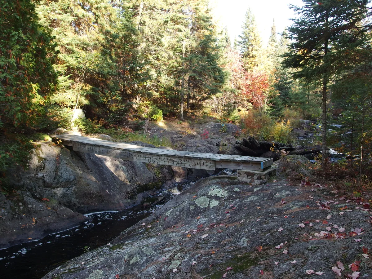 Bridge spanning rocky banks