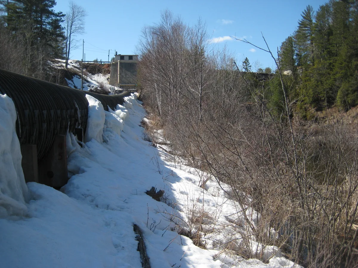 Ice hanging off the penstock