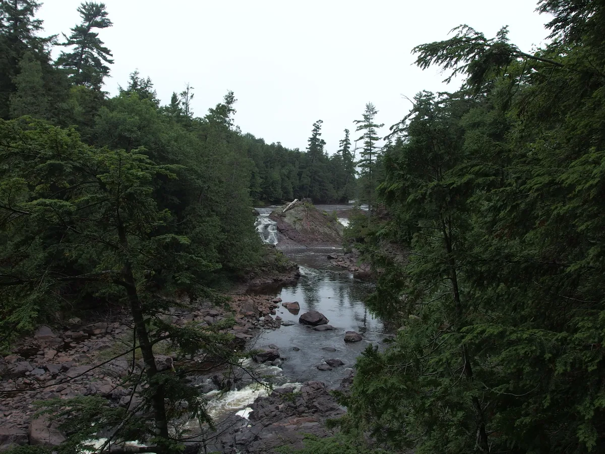Distant view of the falls ahead