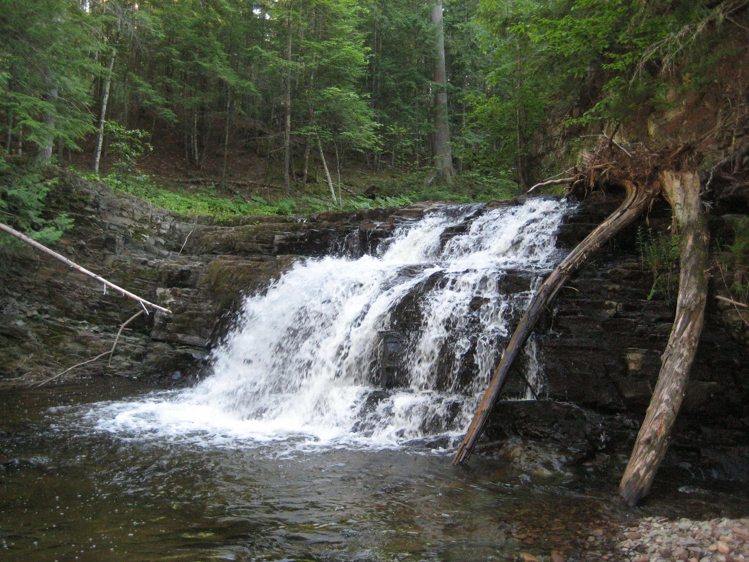 Side view of the falls