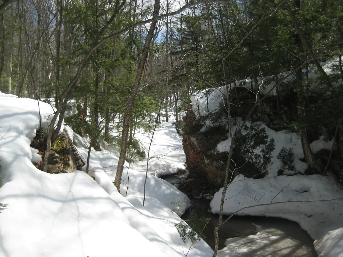 Rock outcroppings upstream