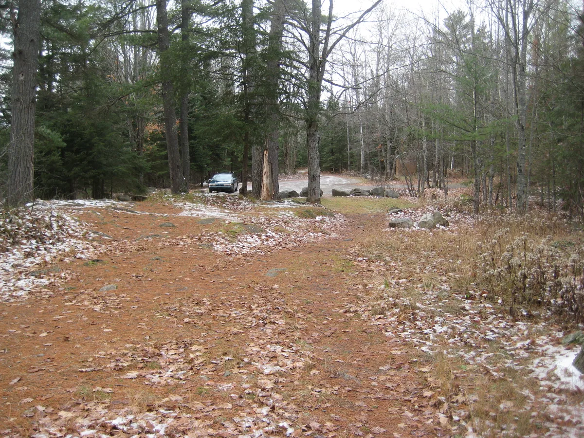 Spotting of snow around the parking area
