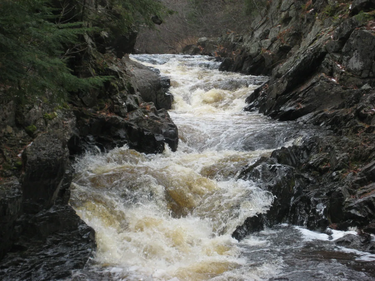 Swollen waters in the lower chutes