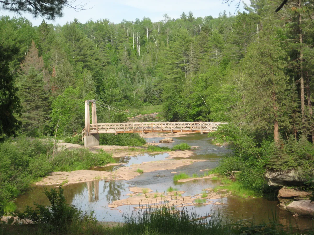 Downstream at the footbridge