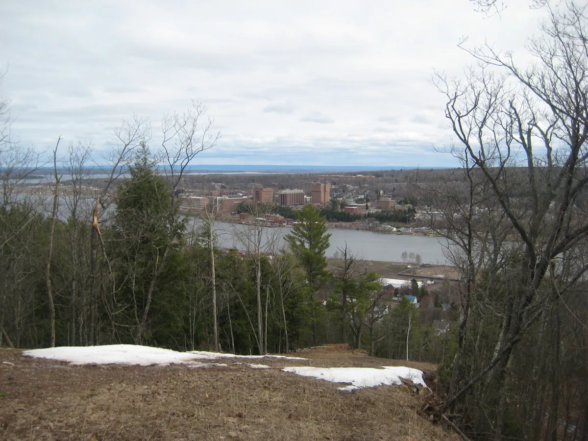 Looking down at Michigan Tech