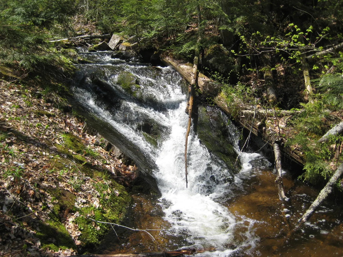 Sudden cascades over block rock