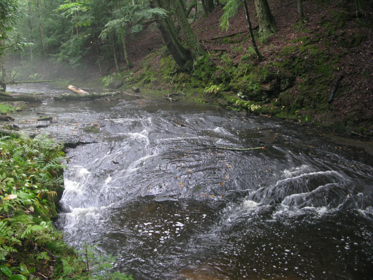 Gentle slides over rock