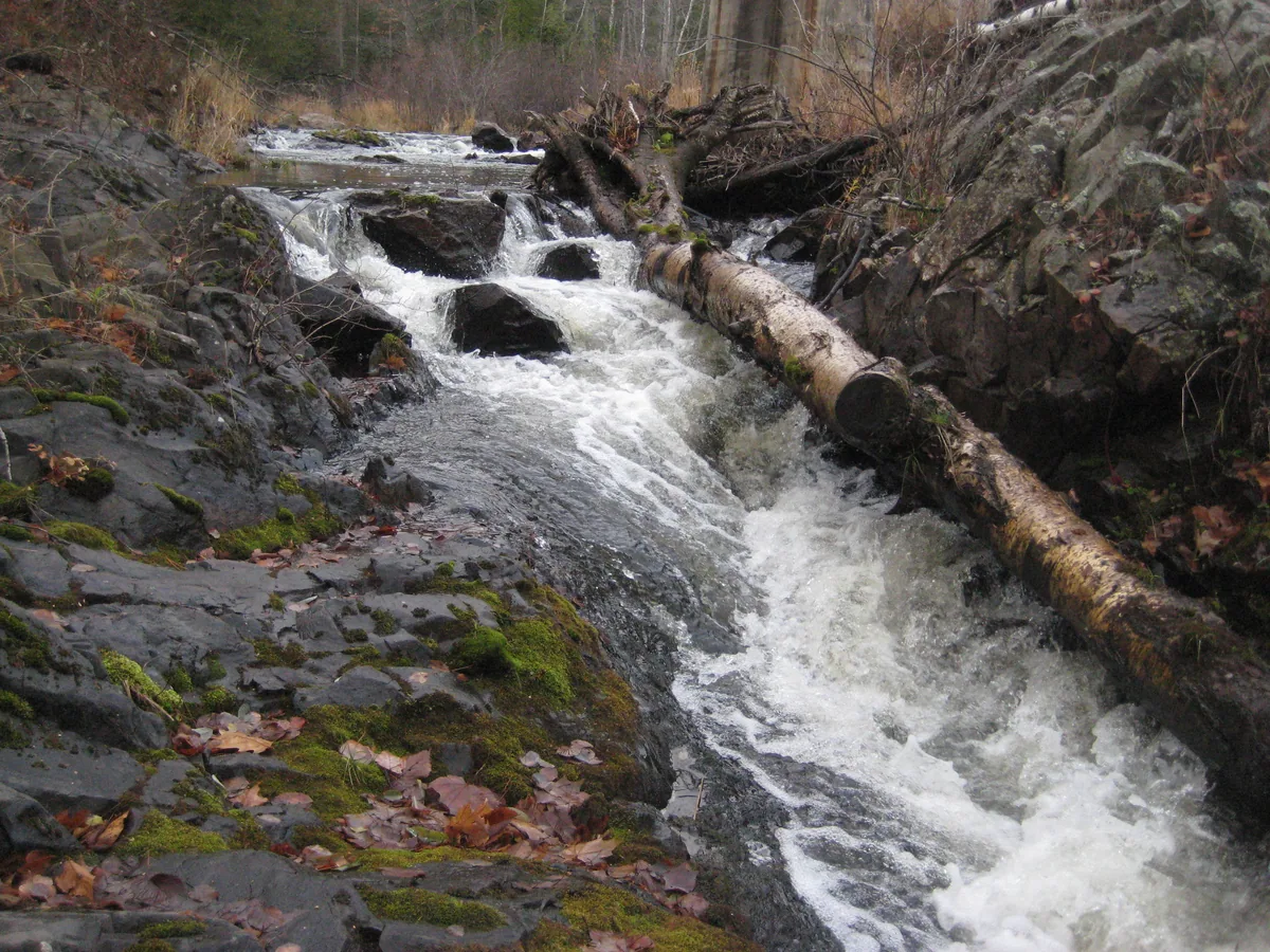 Dead River flowing down a rocky chute