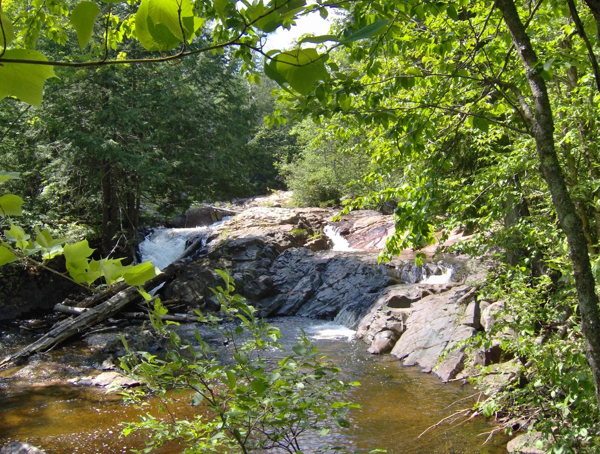 Looking back at chutes and rocks